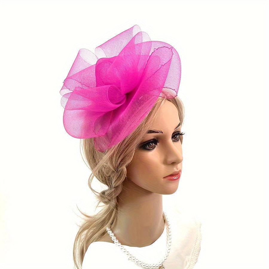 Ayollar uchun faux feather fascinator shlyapa, to'ylar va partiyalar uchun tarmoq bosh kiyimi