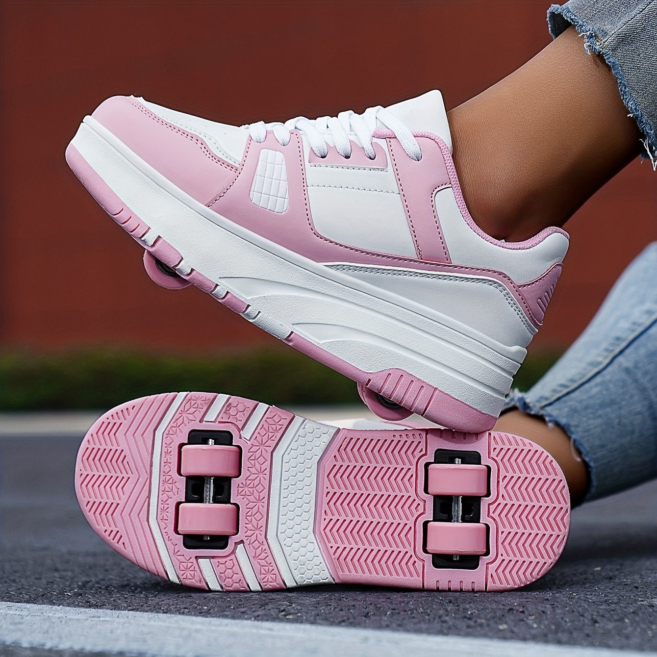 Детские роликовые коньки для мальчиков с нескользящими двойными колесами, шнуровкой и ремешками на пряжке, черные и белые