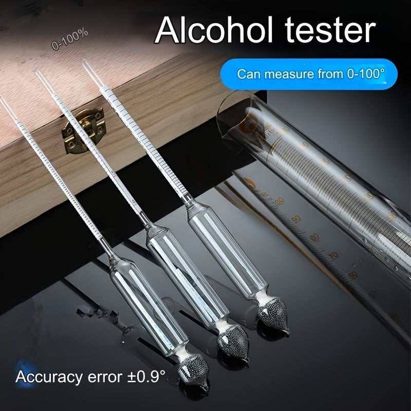 Alcohol Testing Kit with Three Test Tubes for Home Brewing Liquor Concentration and Density Check