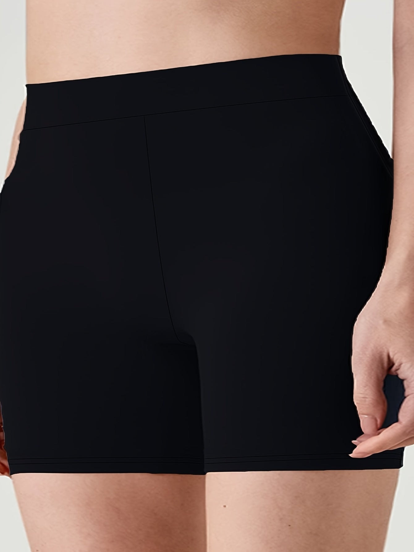 Women's High-Waisted Leggings Polyester Blend Non-See-Through Solid Black