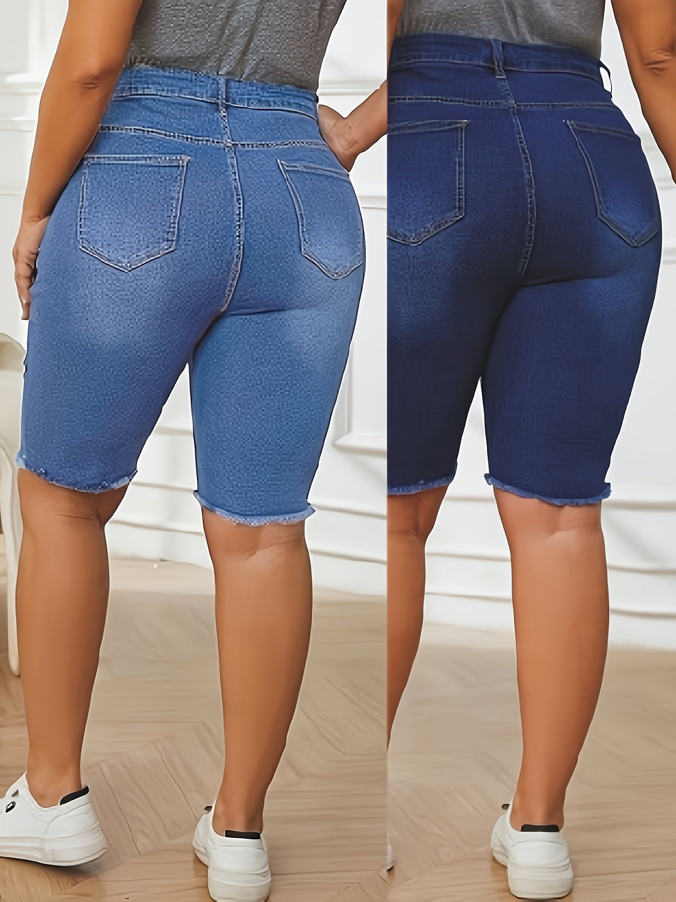 Women's Denim Shorts Two Pack Large Size Blue Casual Summer