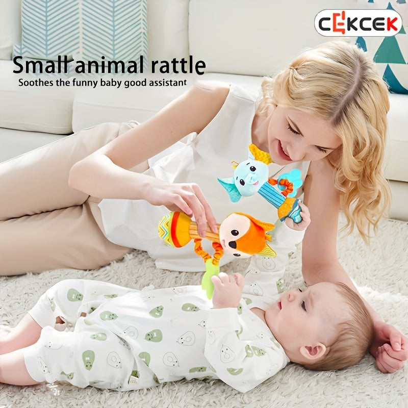 Soft Plush Baby Toy with Grasping Stick and Soothing Bell