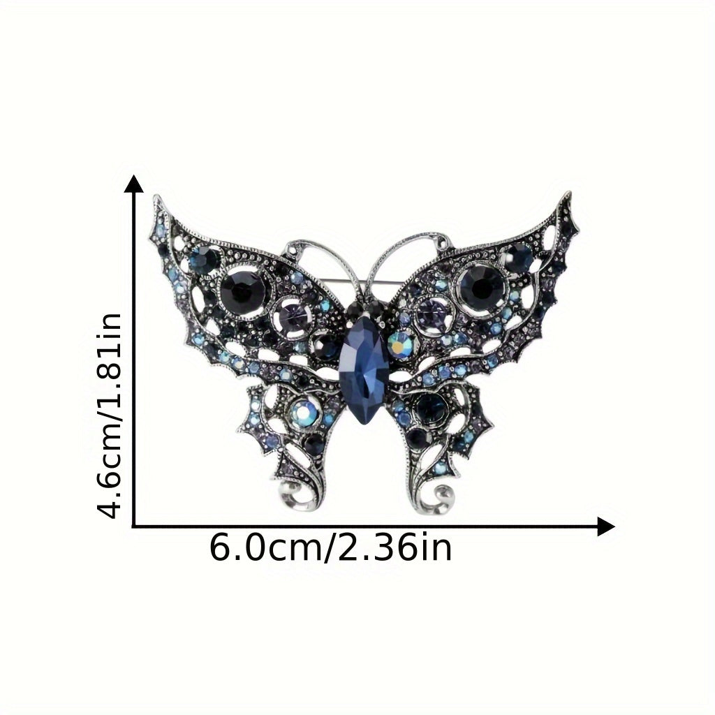 Vintage Rhinestone Kelebek Brooch kiyimlar va kurtkalar uchun Alloy Insect Pin