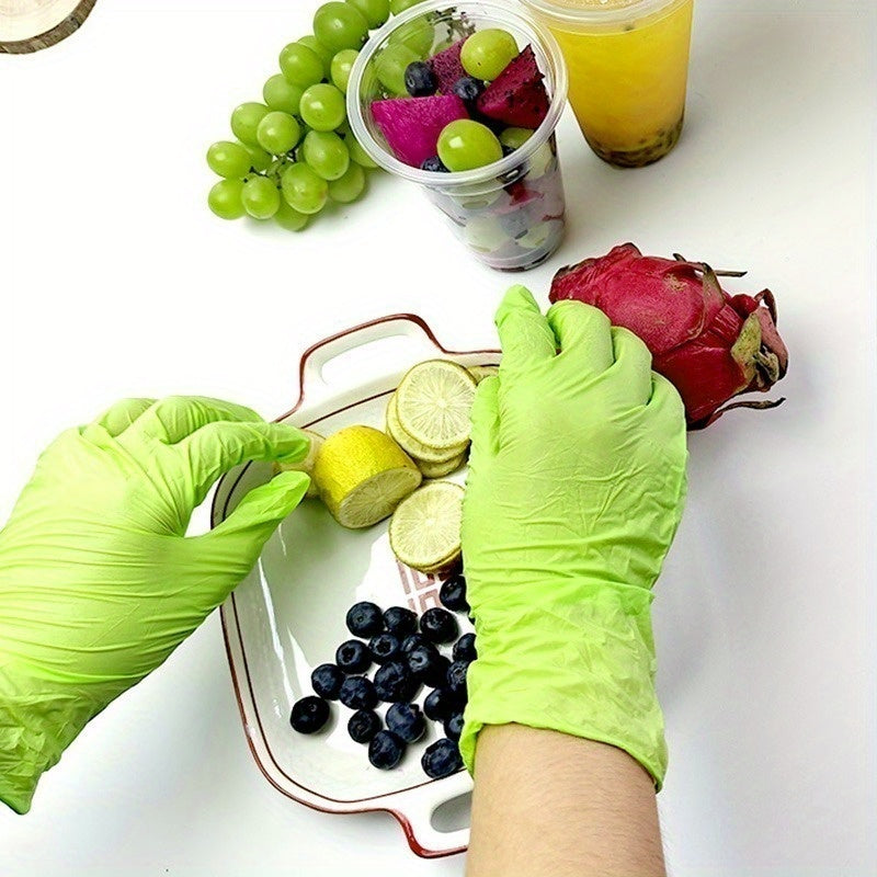Green Nitrile Gloves Disposable Pack of 30 50 or 100 for Food Cleaning and DIY