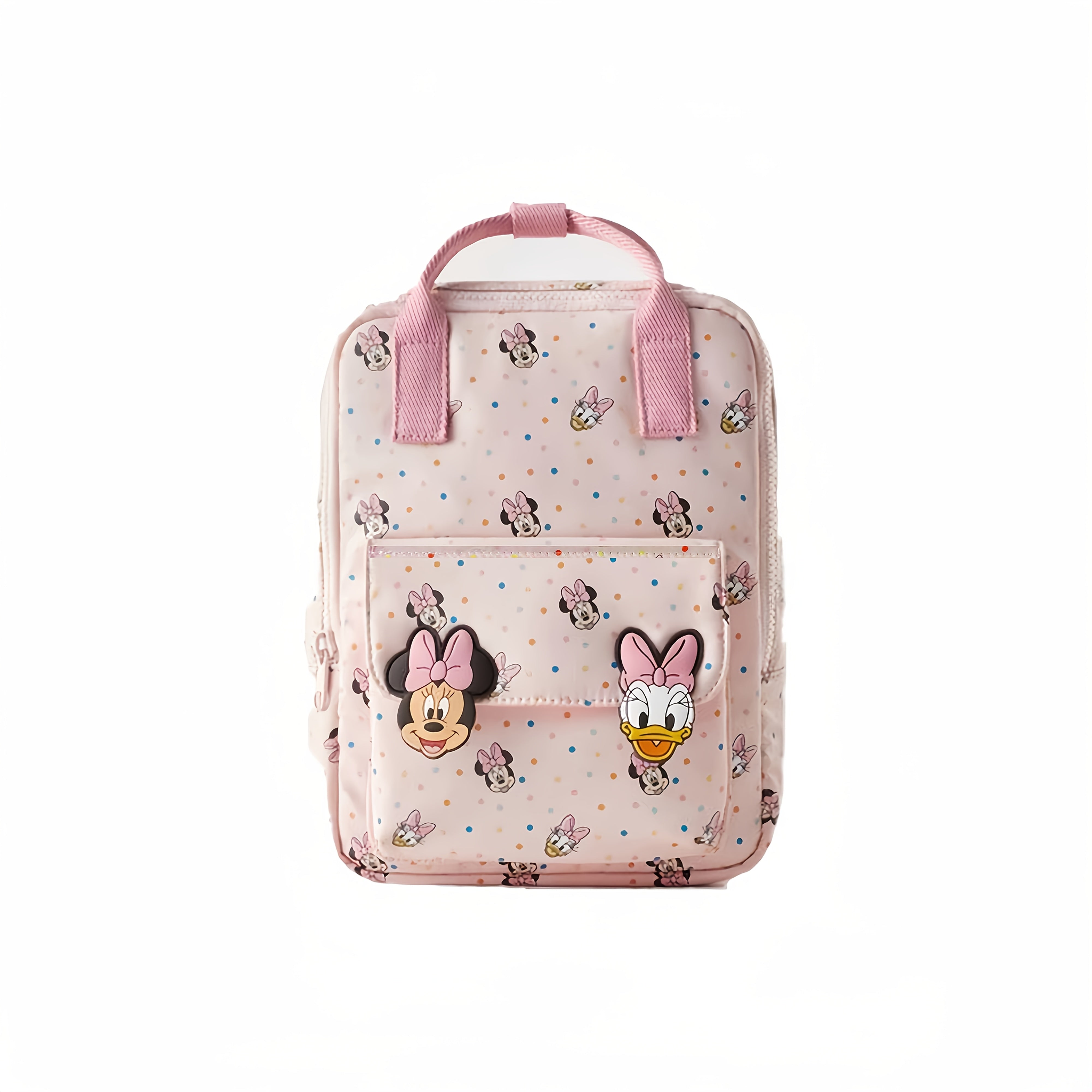 Women's Pink Minnie Daisy Printed Backpack Lightweight Polyester Canvas