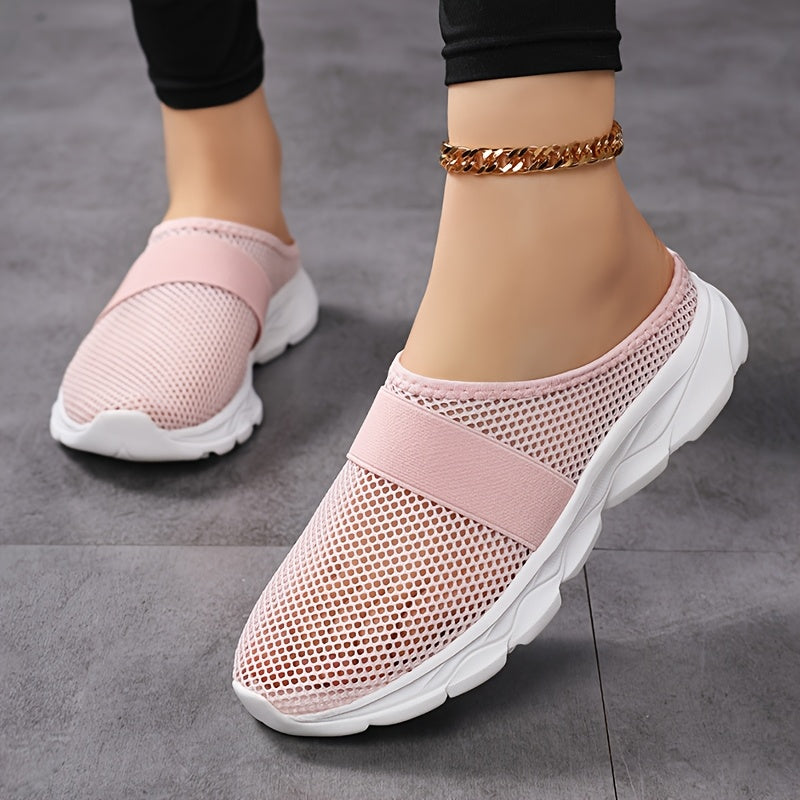 Women's Mesh Slip-On Loafers Breathable Casual Flat Shoes Black