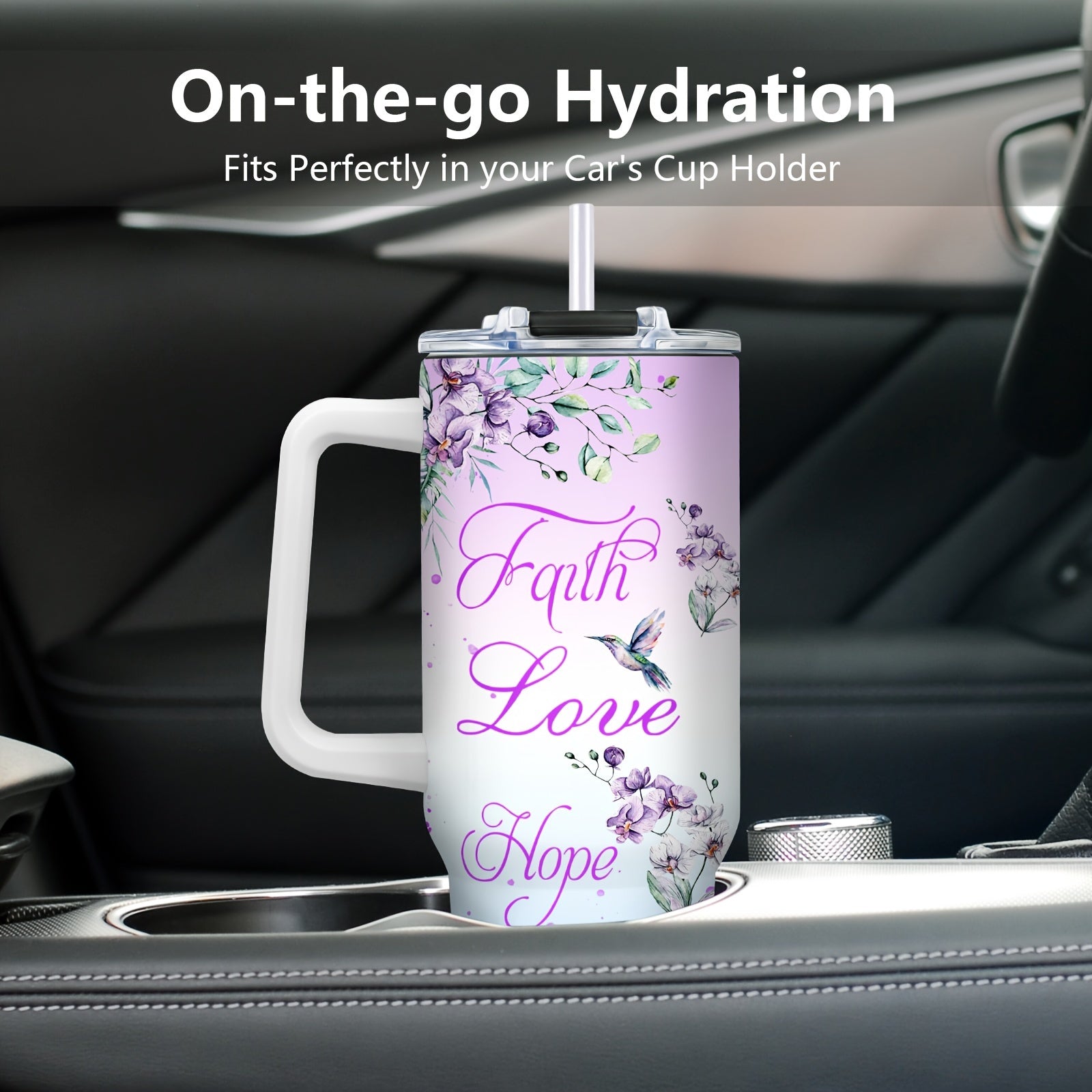 Foloda 1 dona Hummingbird Katta Hajmli Tumbler: Qo'ltiq va qopqoq bilan vakuum izolyatsiyalangan sayohat qahva stakani, bayramlar va maxsus tadbirlar uchun ideal - zanglamas po'latdan tayyorlangan, faqat qo'lda yuvish.