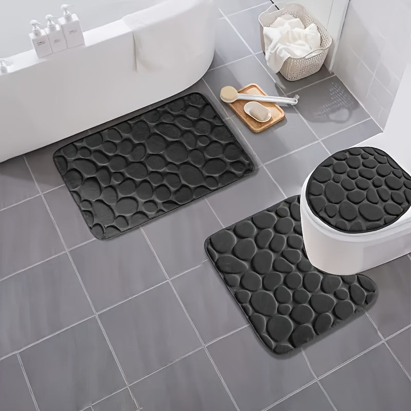 Conjunto de alfombrillas de baño con patrón geométrico, suaves, absorbentes, antideslizantes, lavables a máquina, de poliéster