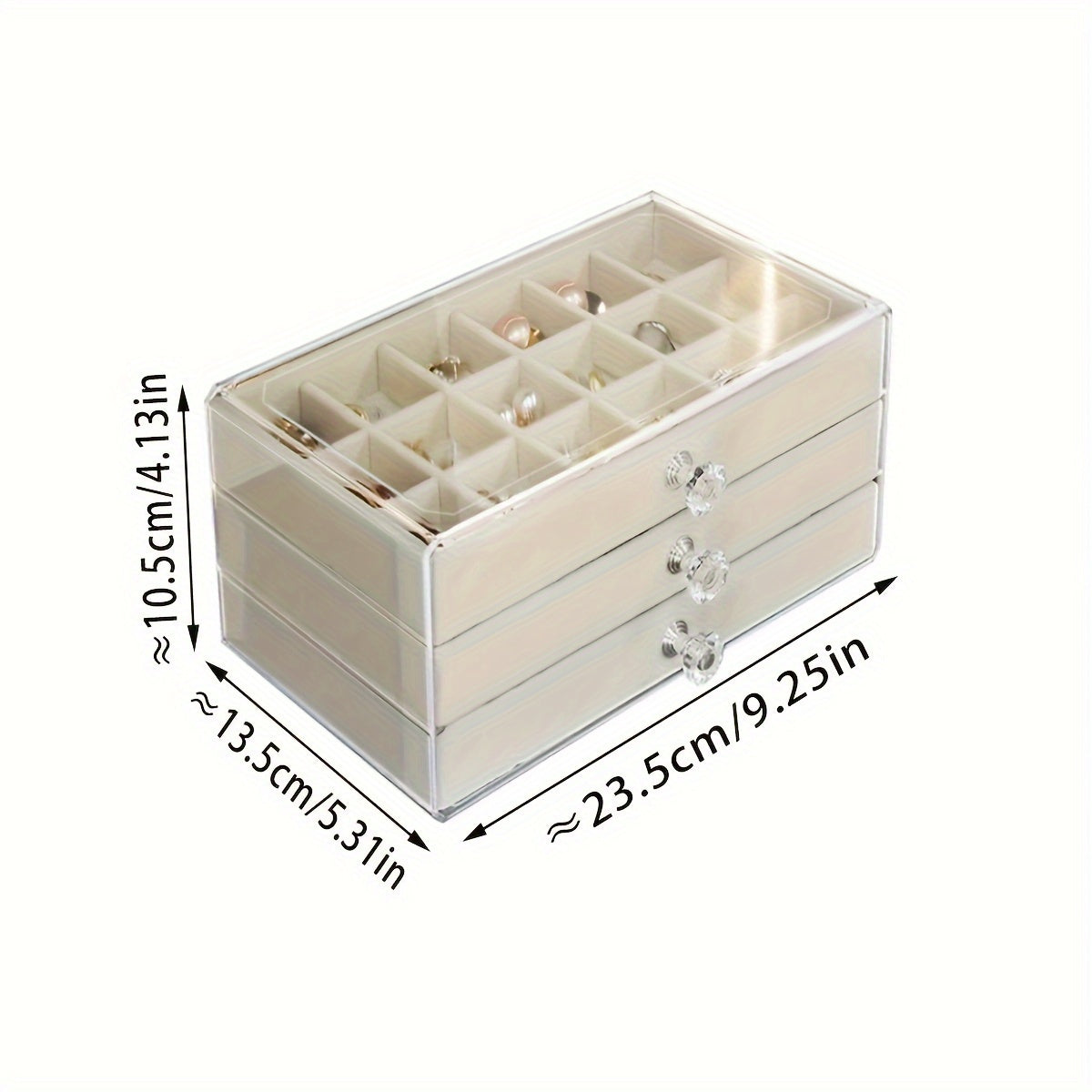 Acrylic Jewelry Organizer with Multiple Layers Drawer for Earrings Rings Necklaces