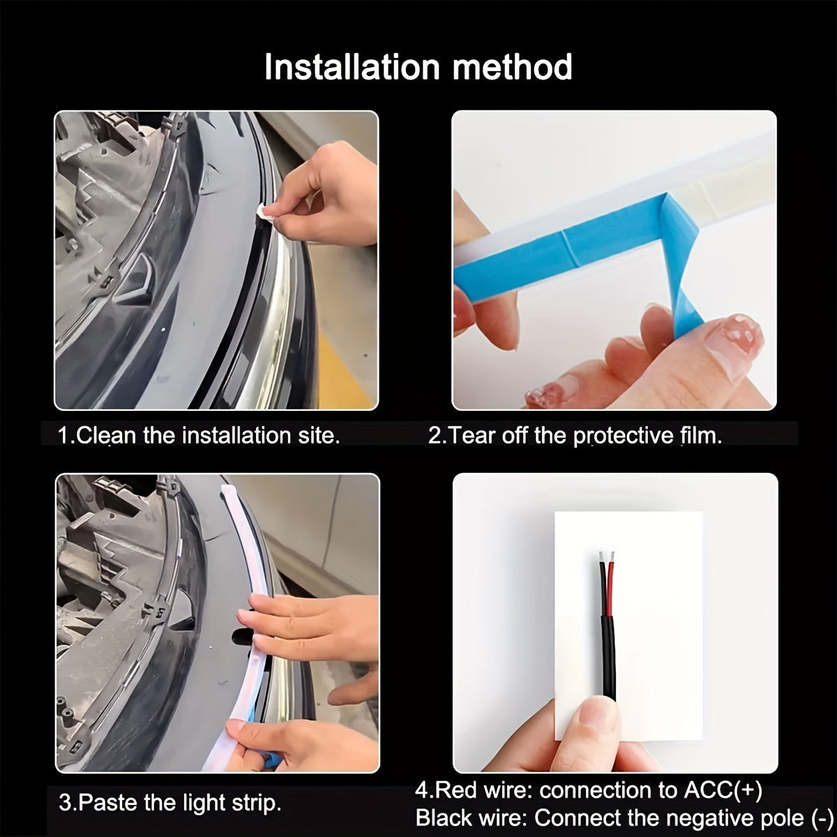 Barra de luz para capó de coche de 12V universal de 180cm flexible LED para coches, SUVs, camiones
