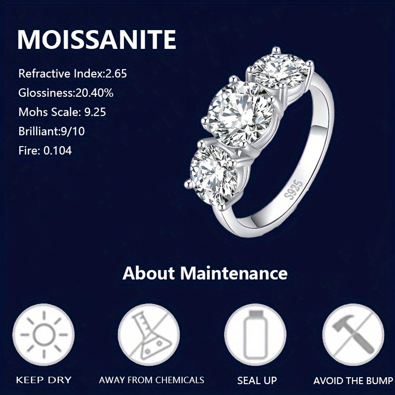 Sterling Silver Promise Ring for Women 2/4ct Moissanite Engagement Wedding Gift Box