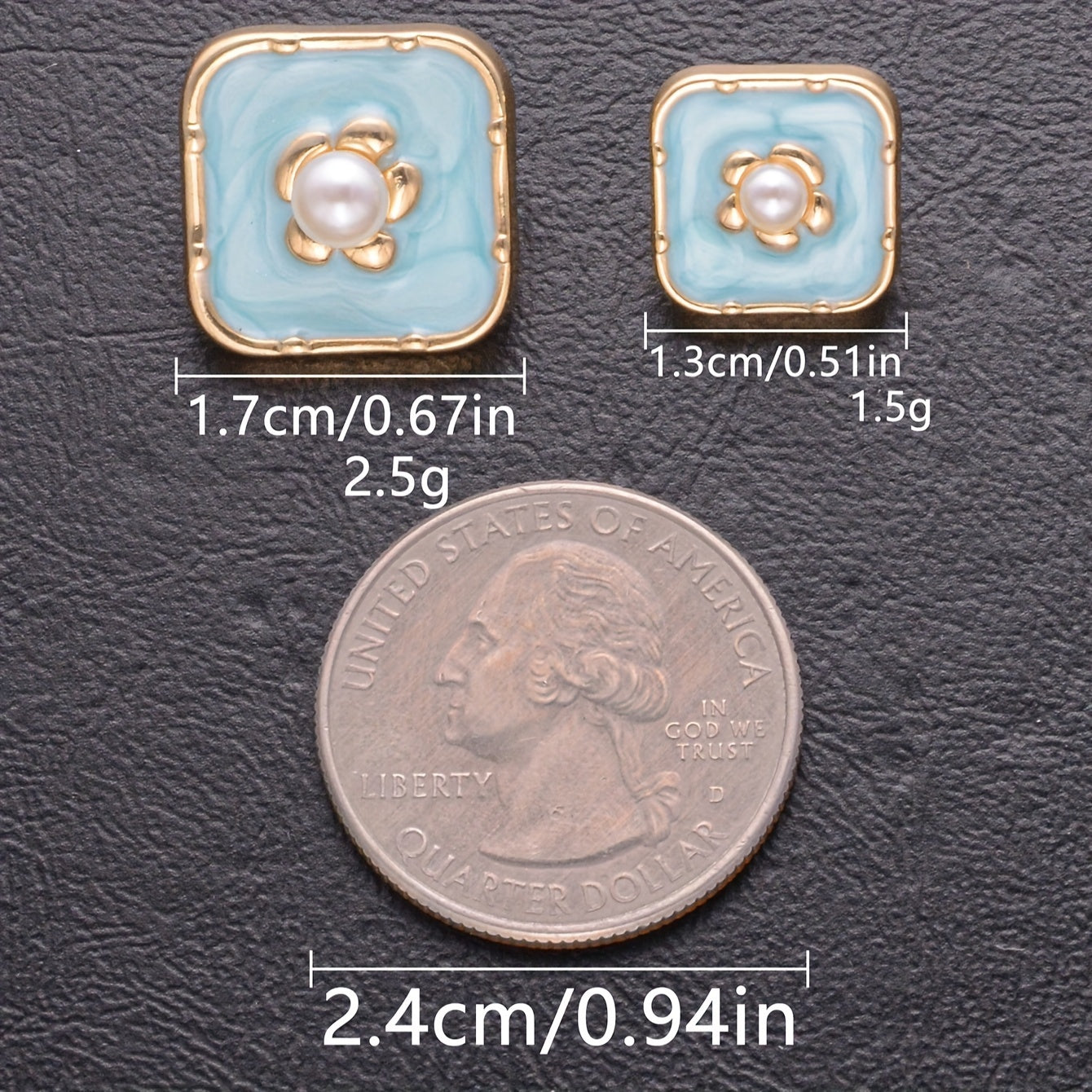 Set of 10 Square Alloy Buttons with Pearls and Flowers for Sewing Crafts and Clothing Accessories