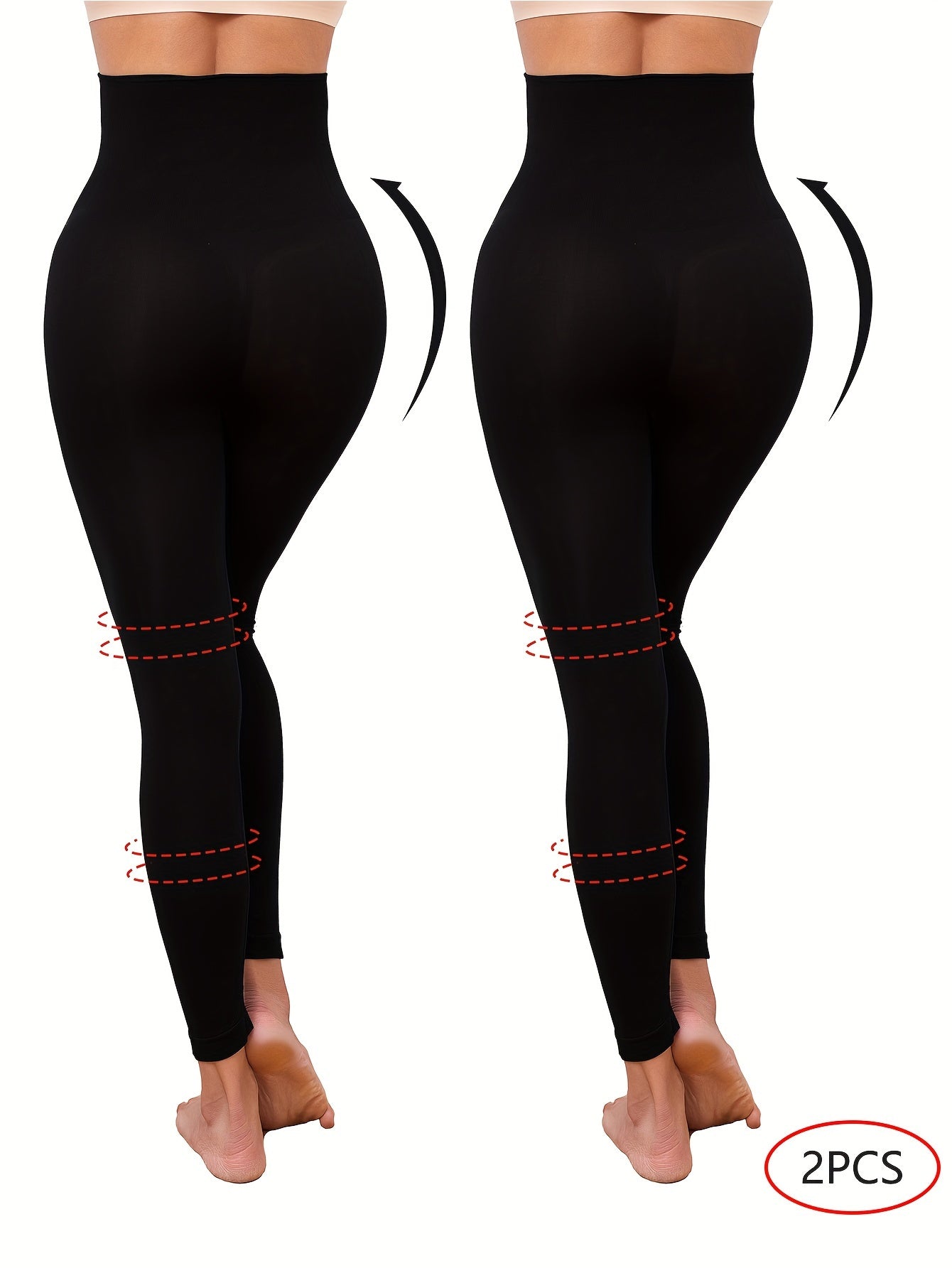 Women's High-Waist Tummy Control Seamless Yoga Leggings Black 2 Pack