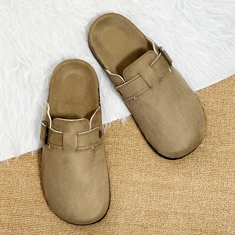 Unisex Cork Grain Slip-On Flat Sandals Breathable Casual Shoes