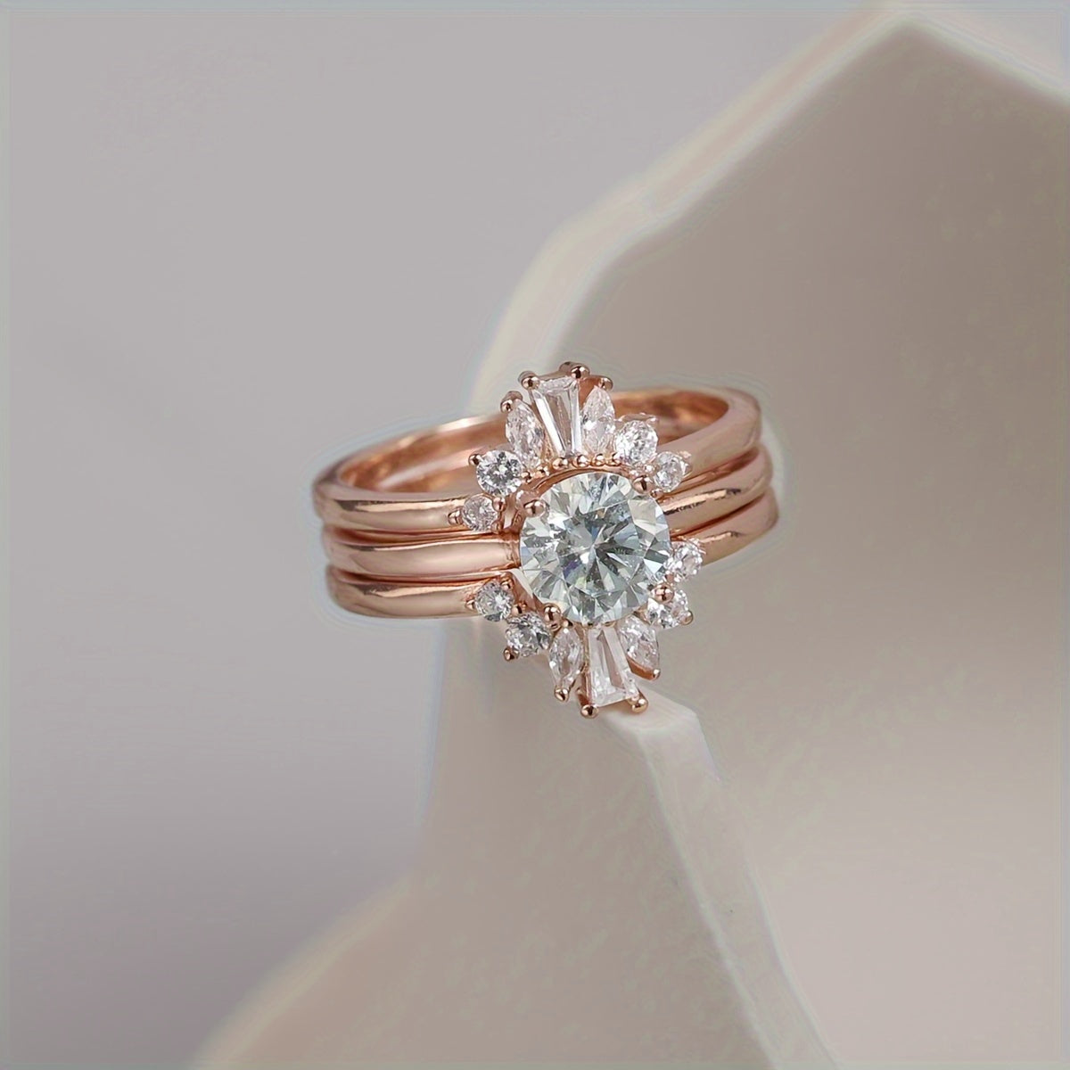 Sterling Silver Stacking Rings Set with Moissanite Gems 1ct 2ct Gift Box