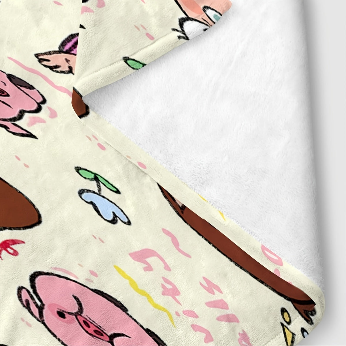 Knitted Throw Blanket with Gravity Falls Pig and Girl Print for All-Season Home Decor