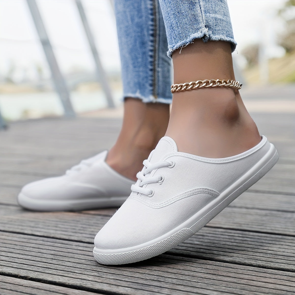 Ayollar uchun yengil slip-on sport poyabzali nafas oluvchi mato, barcha mavsumlar uchun, oq, qora, dengizxotiri