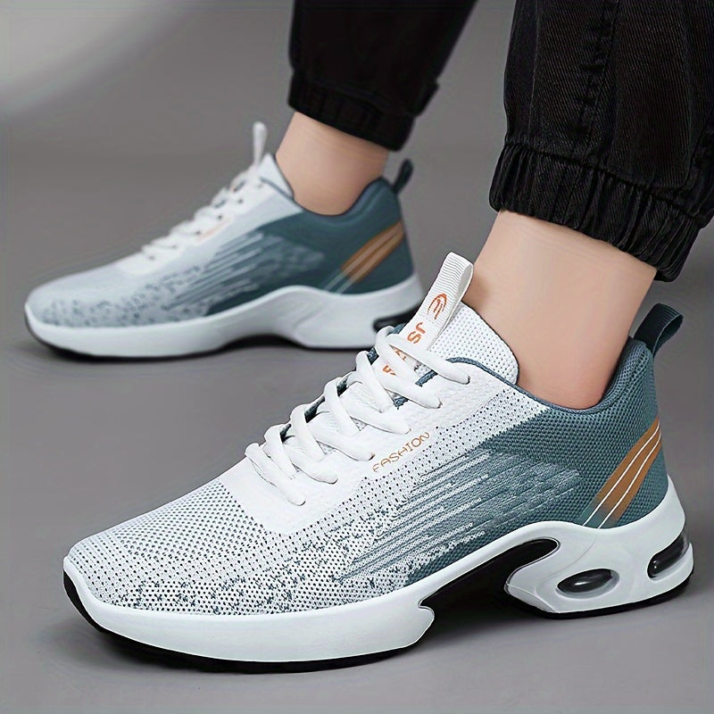Men's Breathable Mesh Sports Sneakers Low Top Lace-Up Casual Shoes PVC Sole