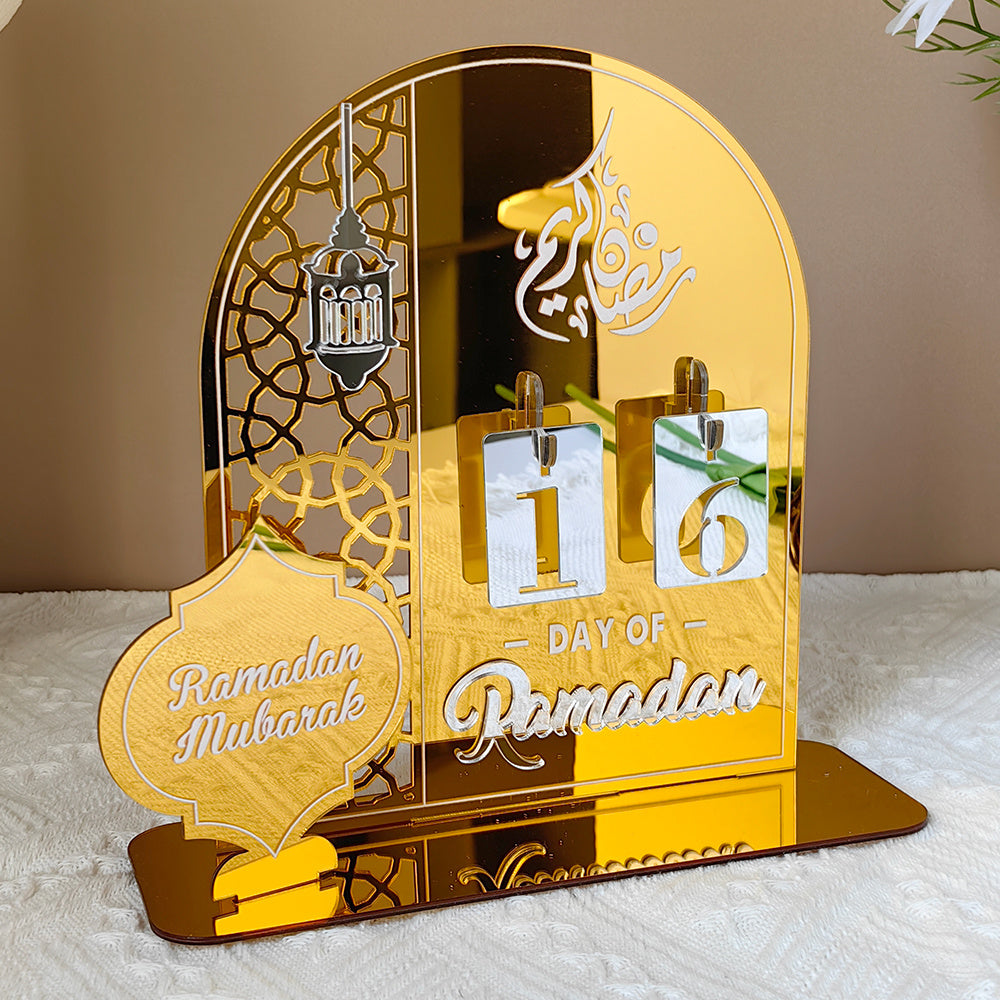 Calendario de Ramadán de acrílico para la cuenta regresiva de Eid Mubarak, decoración para el hogar