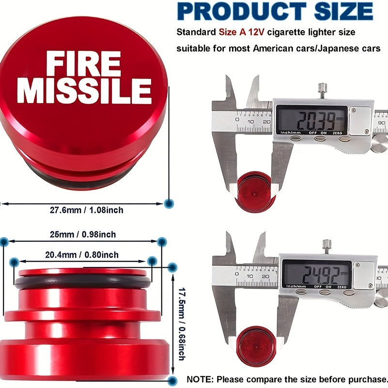 Universal 12V Aluminum Alloy Car Cigarette Lighter Cover Red Ignition Button