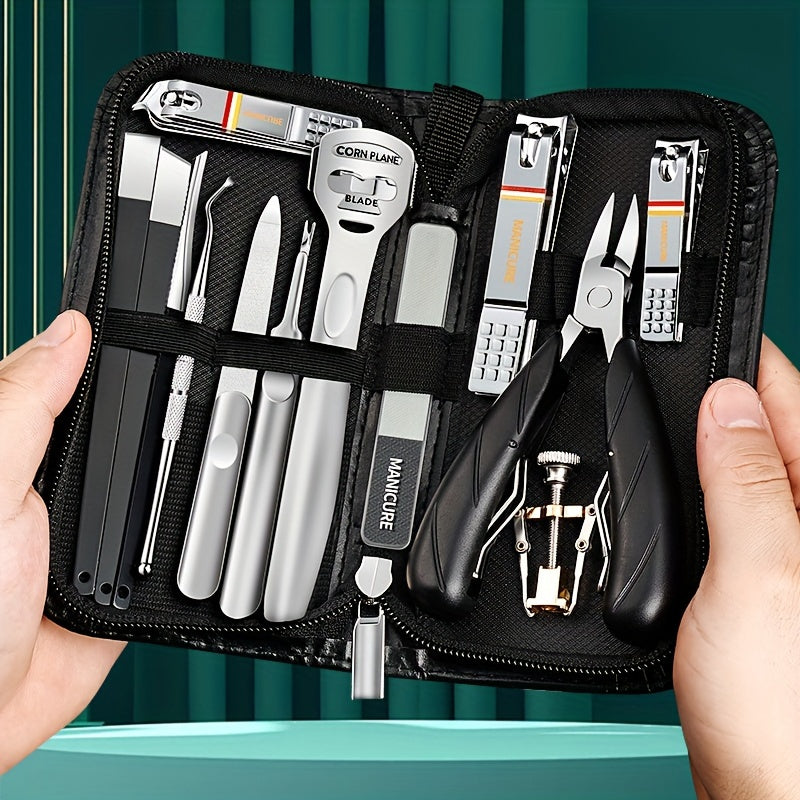 14-Piece Stainless Steel Pedicure Kit with Storage Case for Men and Women