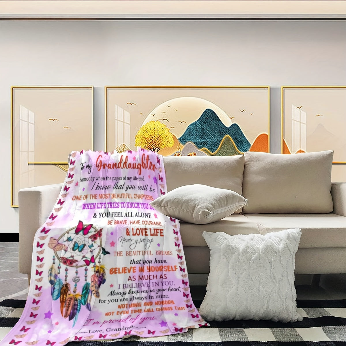 Lightweight Flannel Throw Blanket for Girls Soft Fleece Polyester Digital Print Cozy Bed Sofa Chair