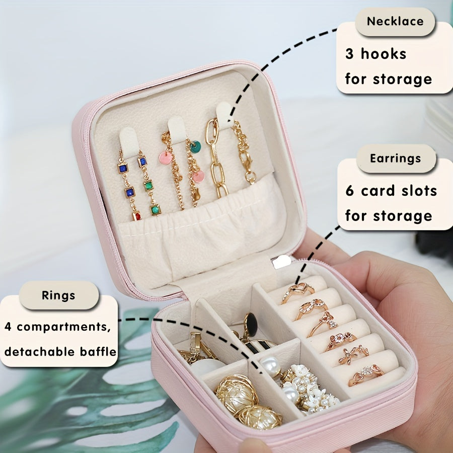 Compact Jewelry Organizer for Travel and Home Storage in White Black Pink