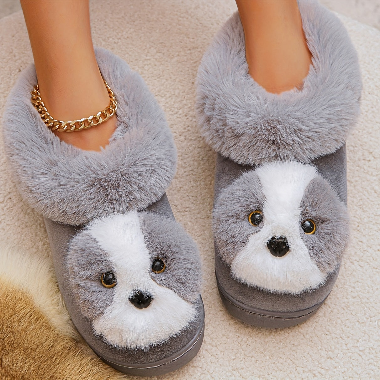 Ayollar uchun issiq ichki poyabzal, sirpanmaydigan orqa va barmoq, qulay qishki poyabzal