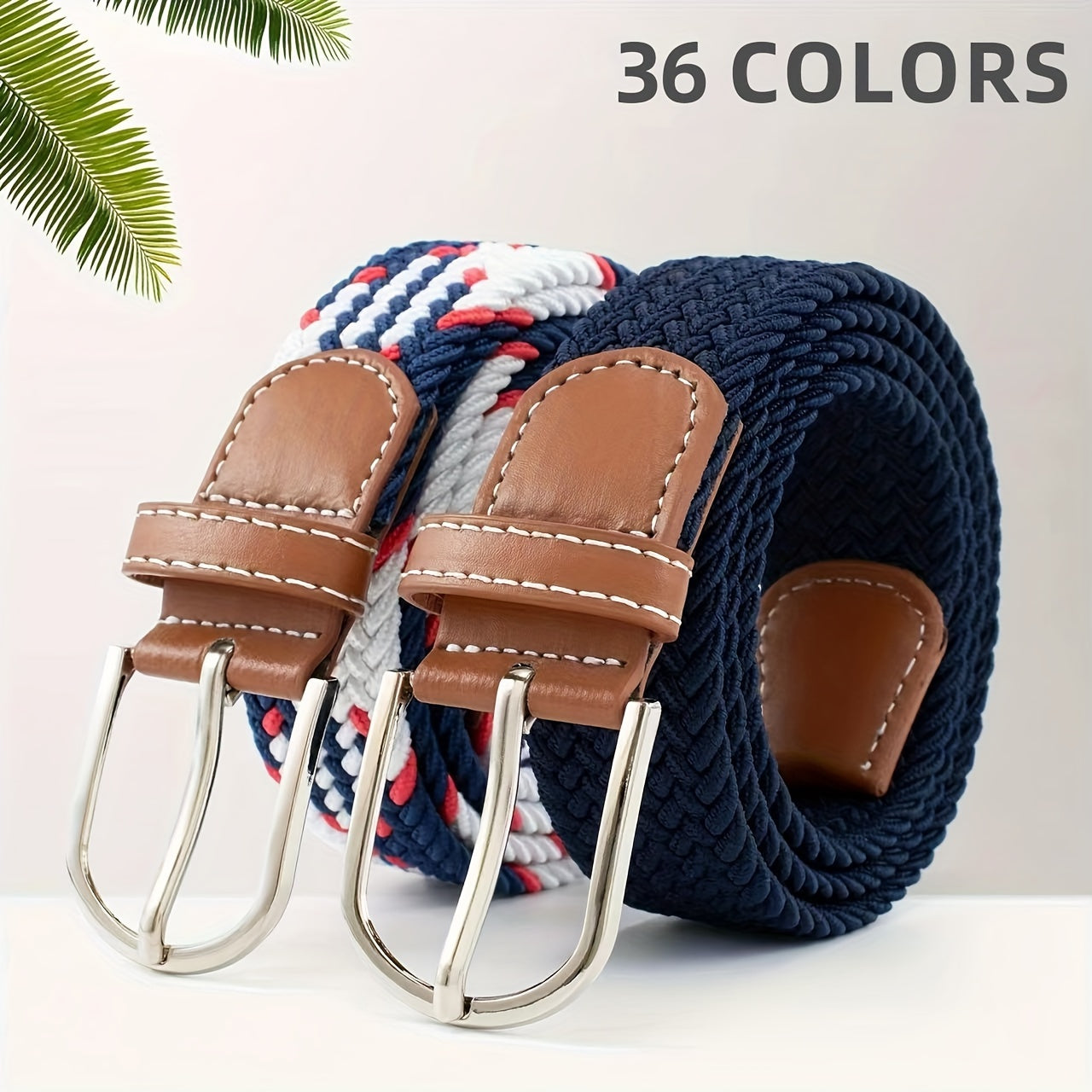 Women's Braided Elastic Belt with Woven Design for Golf and Casual Wear