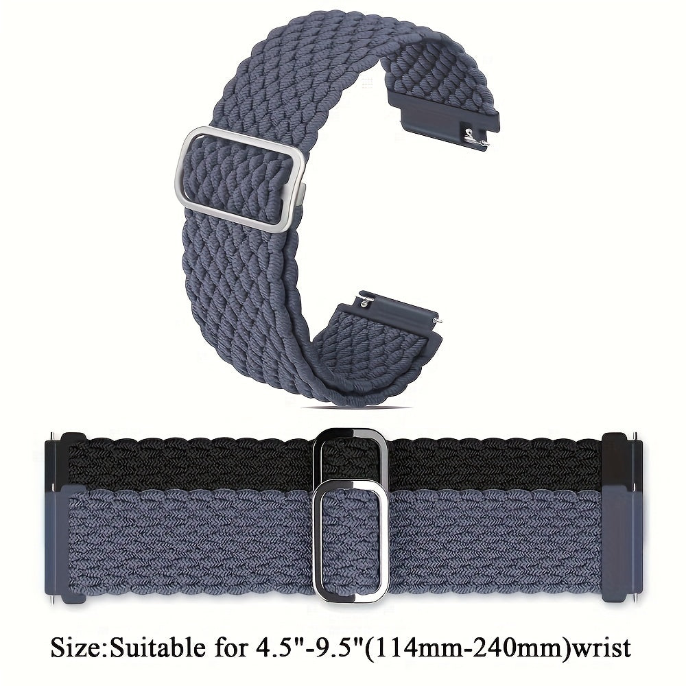 Correas de reloj de nylon trenzado compatibles con 20mm y 22mm para Galaxy Watch 4 y 5 Pro Pulseras elásticas y ajustables