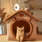 Detachable Brown Bear Style Dog House Polyester for Small Dogs All Year Comfort