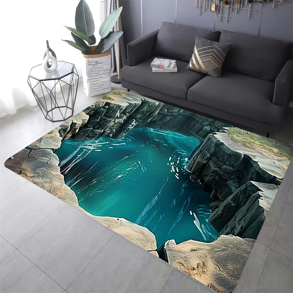 3D Visual Illusion Rug Non-Slip Polyester Bedroom Living Room Decor 0.99cm Thick