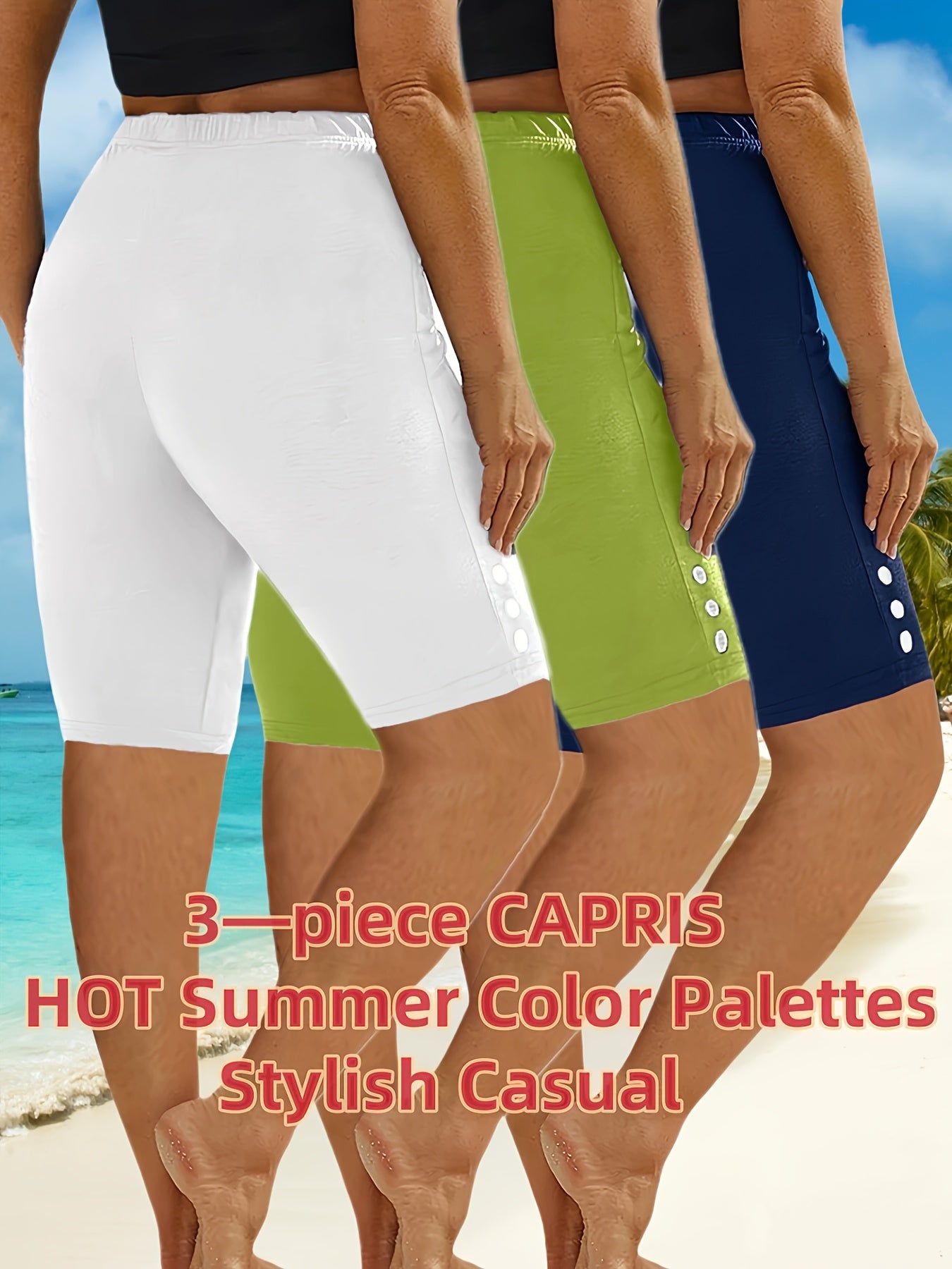 Plus Size Women’s High-Waisted Capris Breathable Summer Shorts