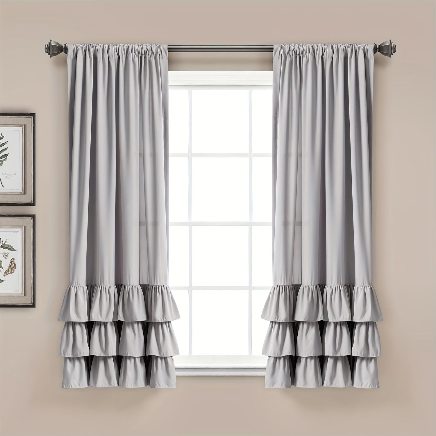 Heavy Duty Pleated Lace Window Curtains for Living Room 132cm x 213cm