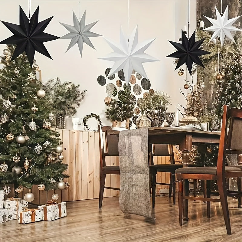 Decoraciones de fiesta con estrella de nueve puntas para bodas, cumpleaños, festivales, colgantes de origami de 1, 3, 5 o 9 piezas