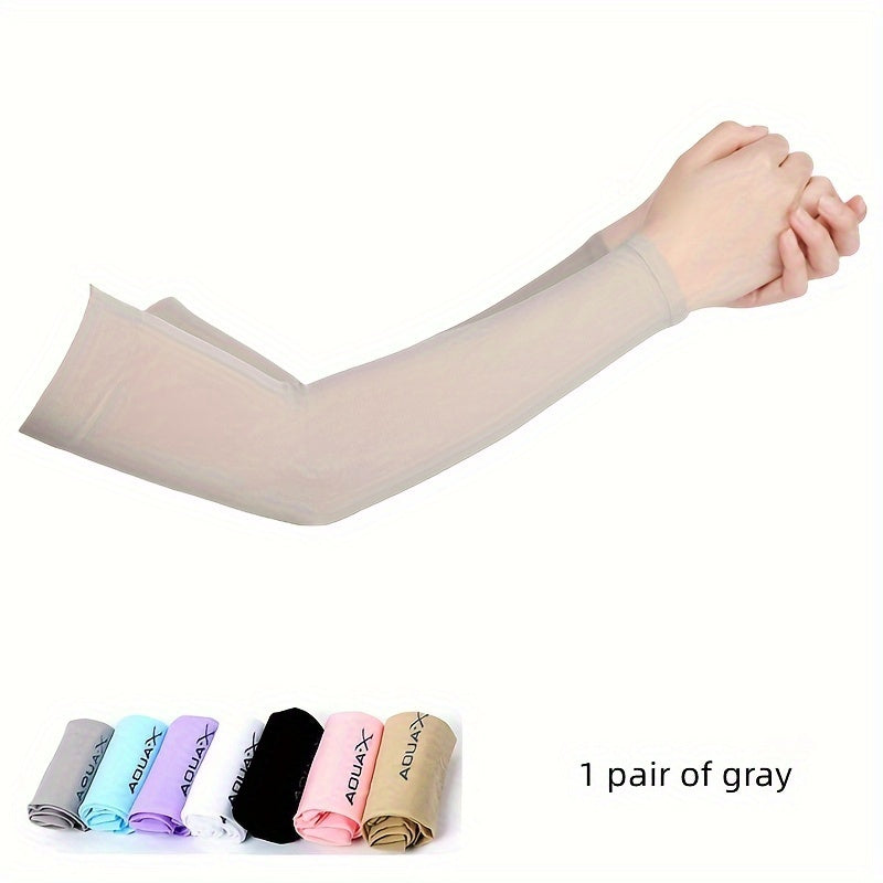 Mangas de brazo de tela de hielo de nylon elástico alto con protección UV para actividades al aire libre