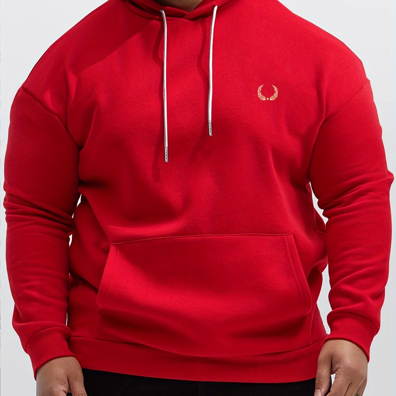 Plus Size Casual Hoodie with Wheat Ear Print 100% Polyester Hooded Knit Fabric