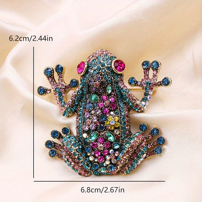 ESSHPULE tomonidan mo'jizaviy kattalashgan qurbaqa brosh - erkaklar va ayollar uchun nafis rhinestone hayvon pin, ideal qish aksessuar, jasur va nozik korsaj