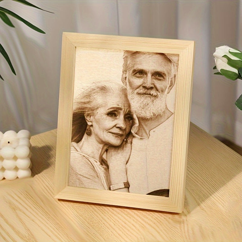 Engraved Wooden Photo Frame for Couples Personalized Picture Holder for Wedding Anniversary Valentine Gift