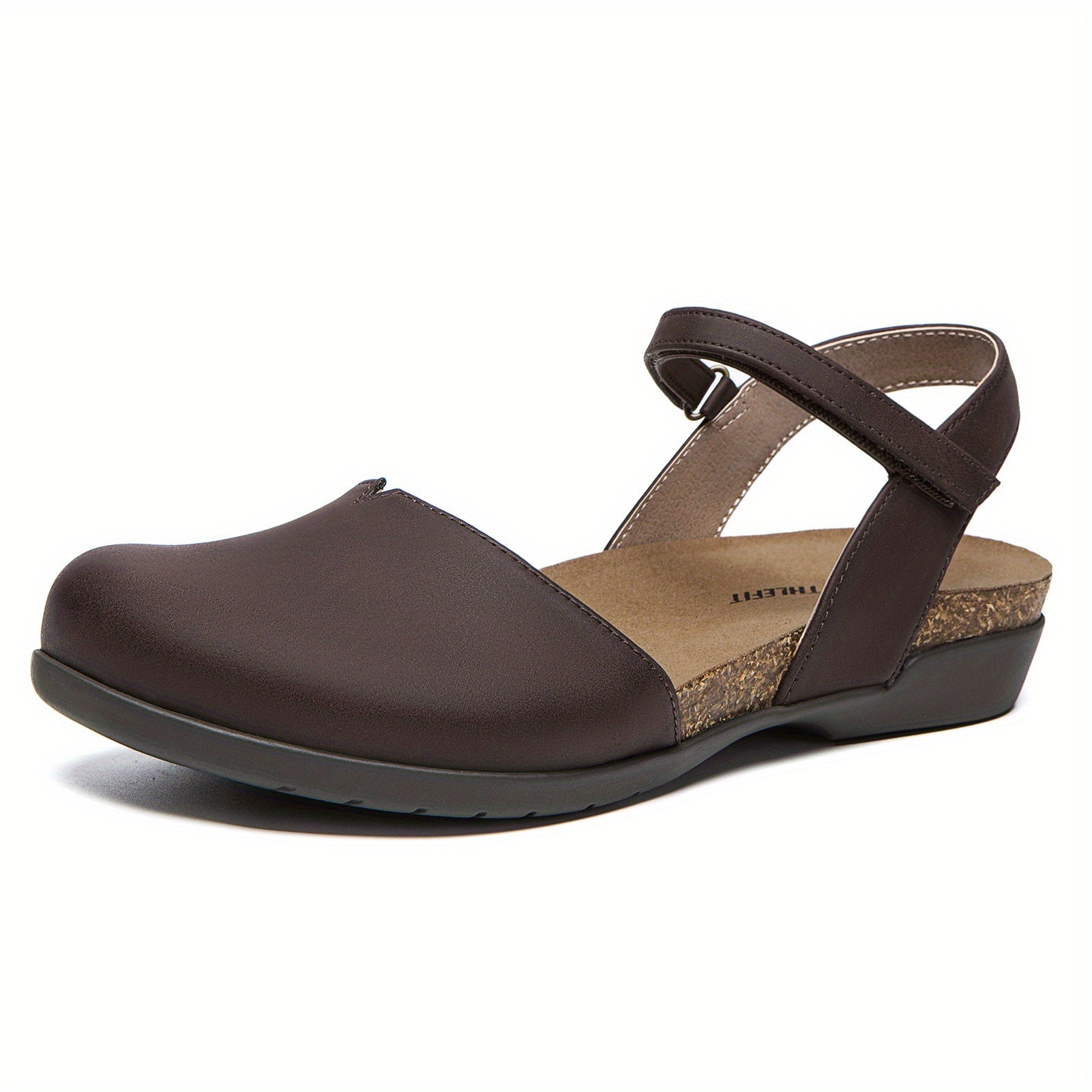 Women's Flat Sandals Adjustable Buckle Strap Summer Casual Brown