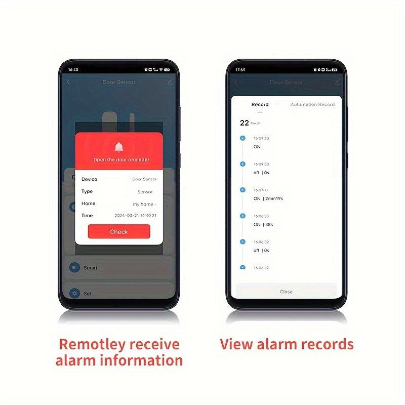 Tuya Aqlli Eshik Sensori: Eshiklar, Derazalar, Muzlatgichlar uchun WiFi Xavfsizlik Signali - Alexa va Google Assistant bilan ishlaydi, Oson o'rnatish, Batareya talab qilinmaydi, Hayvonlar uchun qulay, Chiroq to'sig'i, Uy