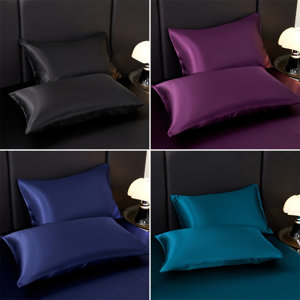 Silky Satin Bedding Set 4 Piece 80g Light Luxury Bed Linen with Fitted Sheet