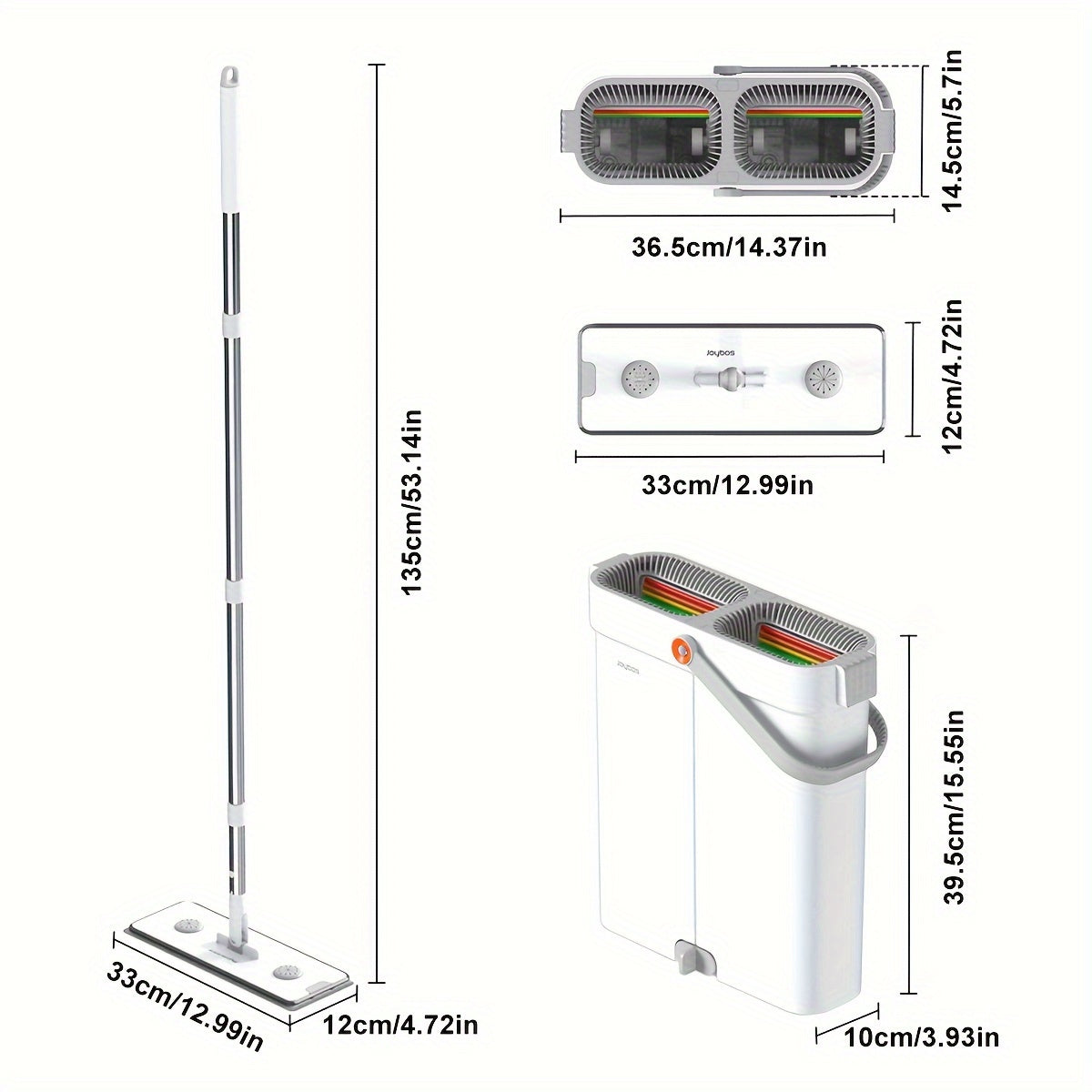 Tozaqop va kova to'plami, 4 ta yuviladigan padlar bilan, 360° aylanadigan mikrotoʻlqin, pol uchun zanglamaydigan po'latdan yasalgan tutqich, plitka, marmar, yog'och pol uchun