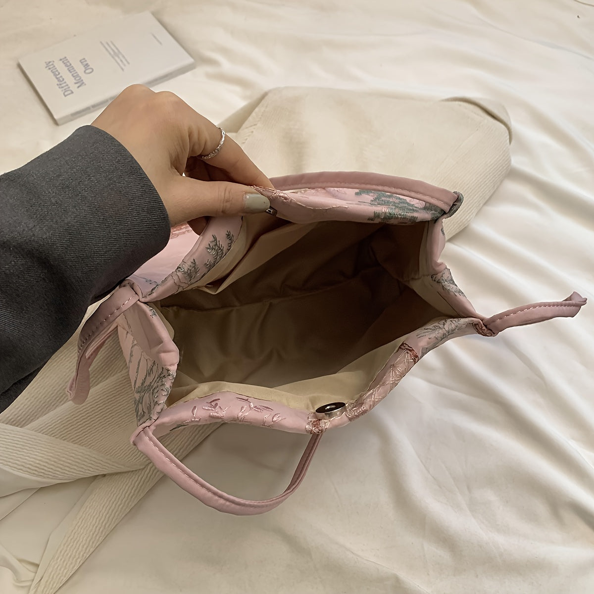 Bolso de hombro de estilo étnico para mujer con bordado y gran capacidad para desplazamientos