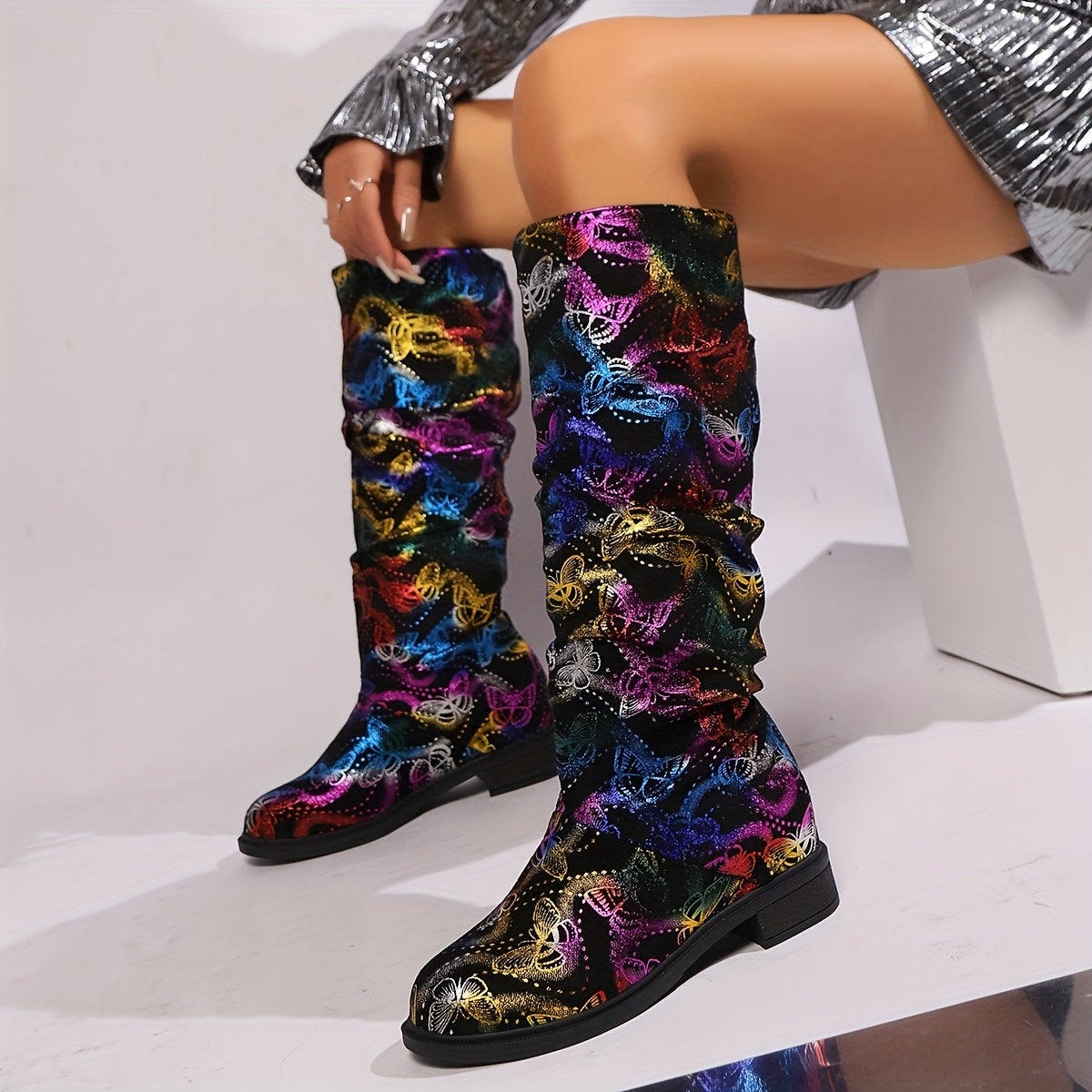Women's Colorful Butterfly Design Comfortable Soft Inner Heightening Boots