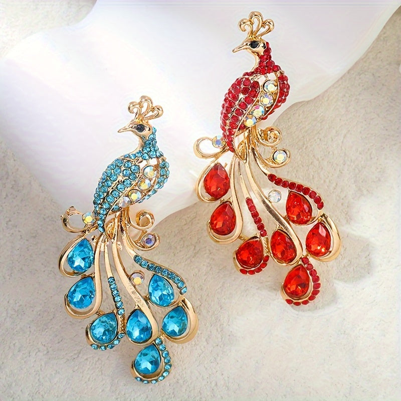 Peacock Brooch for Men and Women Rhinestone Jewelry Accessory Party Gift Clutch Pin