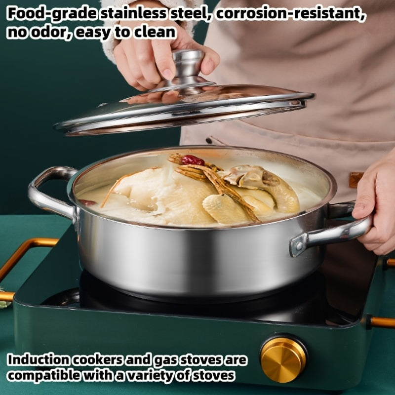 6-Piece Stainless Steel Cookware Set with Pots and Lids for Kitchen Cooking