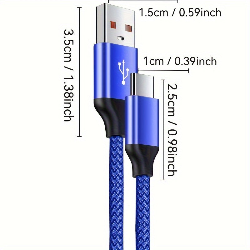 Кабель быстрой зарядки USB-C для телефонов Android, совместимый с Samsung, Redmi, OnePlus и Xiaomi.