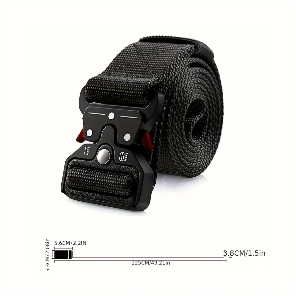 Unisex Vintage Tactical Belt with Plastic Safety Buckle for Outdoor Jeans Dress Pants