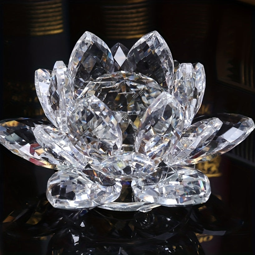 Crystal Lotus Ornament for Home Decor Desktop Figurine